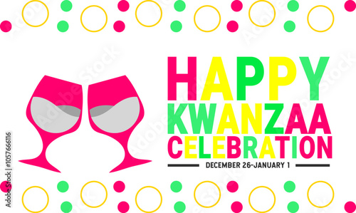 Happy Kwanzaa  celebration vector illustration . Holiday concept. suitable for placard, background, Greeting Card, Poster design template with text inscription, standard Social Media Post.