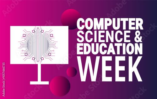 Computer Science Education Week. Holiday concept. suitable for placard, background,Greeting Card, Poster design template with text inscription, standard Social Media Post.