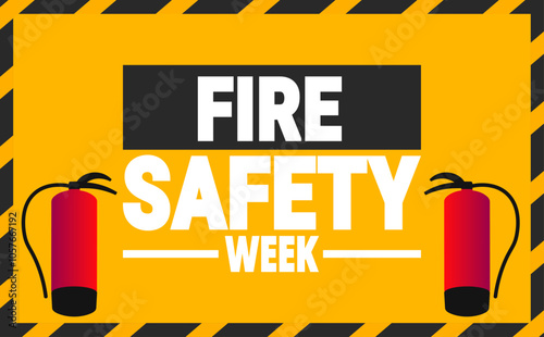 December is Fire Safety week Vector illustration. Holiday concept. suitable for placard, background,Greeting Card, Poster design template with text inscription, standard Social Media Post.