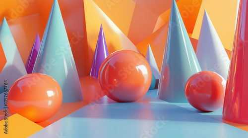 Abstract colorfull background from basic geometry shapes. Vibrant colours photo