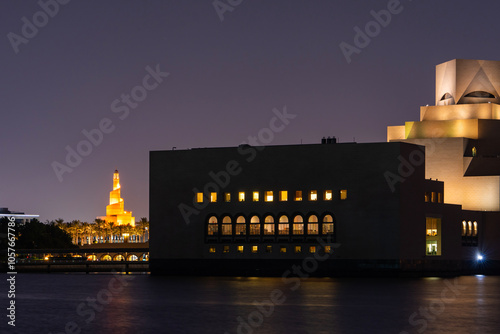 Qatar Islamic Center Night Photo, Doha Qatar photo