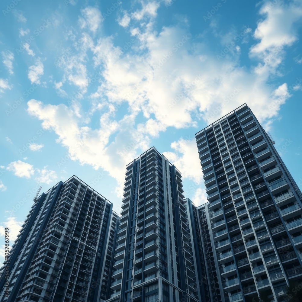 Building and sky background Condominium Building and sky background Condominium