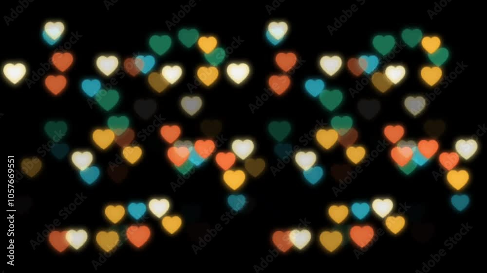 Colorful hearts floating from left to right Colorful hearts floating from left to right