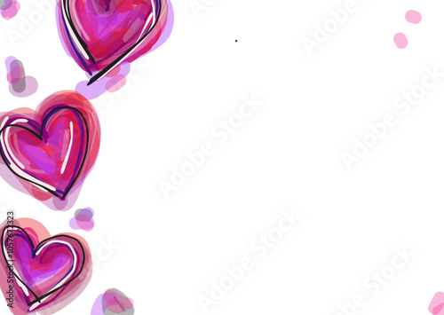 Cuori Hearts vivaci Art Handmade Illustrazione disegnata a mano