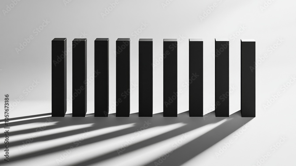 Minimalist Black Blocks with Shadows on White Background Minimalist Black Blocks with Shadows on White Background