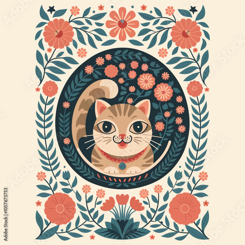 floweret cat t-shirt