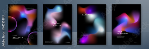 Modern Abstract Posters with Colorful Fluid Gradients. Modern abstract posters featuring vibrant fluid gradients. Perfect for artistic designs, digital presentations, and contemporary decor projects