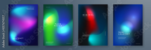 Abstract Gradient Posters With Modern Fluid Concepts Design