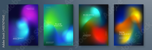 Abstract Gradient Posters with Fluid Design Elements