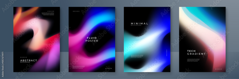 Fototapeta premium Modern Abstract Fluid Gradient Minimalist Tech Posters