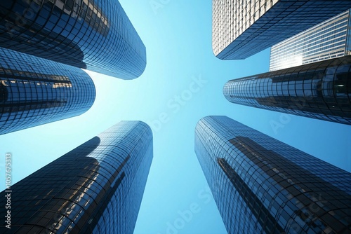 Futuristic Skyscrapers Touching the Sky - A Vision of Modern City Innovation and Growth