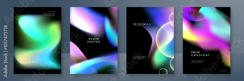 Modern Abstract Posters with Colorful Fluid Gradients. Modern abstract posters featuring vibrant fluid gradients. Perfect for artistic designs, digital presentations, and contemporary decor projects
