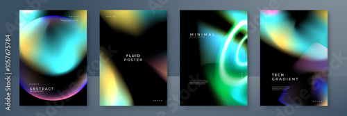 Abstract Gradient Posters with Fluid Design Elements