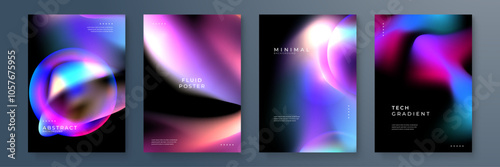 Modern Abstract Fluid Gradient Backgrounds for Posters and Tech Designs. Modern abstract backgrounds featuring fluid gradients and minimal designs, perfect for tech and poster themes