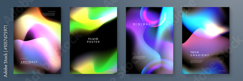 Modern Abstract Posters with Colorful Fluid Gradients. Modern abstract posters featuring vibrant fluid gradients. Perfect for artistic designs, digital presentations, and contemporary decor projects