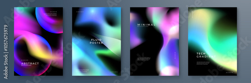 Abstract Minimalist Posters with Vivid Gradient Backgrounds