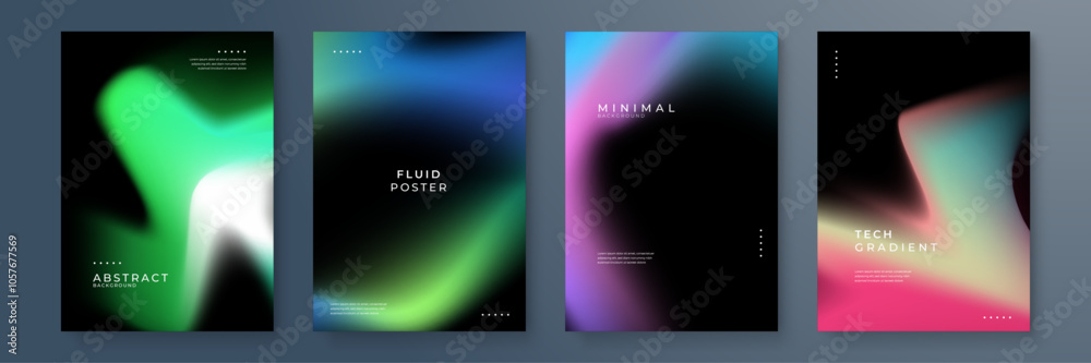Fototapeta premium Modern Abstract Posters with Colorful Fluid Gradients. Modern abstract posters featuring vibrant fluid gradients. Perfect for artistic designs, digital presentations, and contemporary decor projects