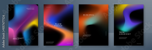 Abstract Minimalist Posters with Vivid Gradient Backgrounds