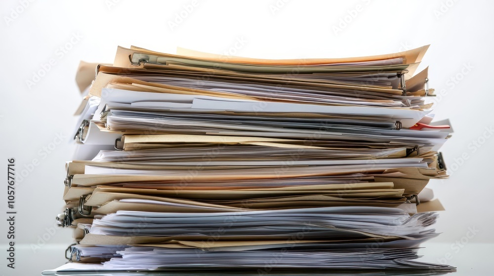 neatly arranged stack of business documents with a clean white background. the papers are organized for easy access, embodying professionalism and order in a corporate setting neatly arranged stack of business documents with a clean white background. the papers are organized for easy access, embodying professionalism and order in a corporate setting