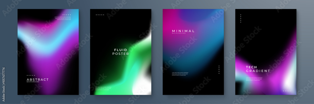 Abstract Gradient Posters With Modern Fluid Concepts Design Abstract Gradient Posters With Modern Fluid Concepts Design