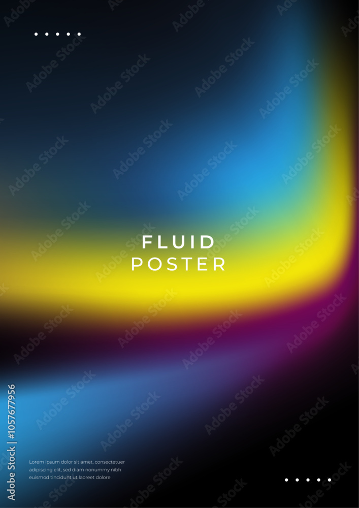 Colorful Abstract Fluid Gradient Poster on Black Background. Vibrant abstract poster featuring fluid gradient colors on a dark background. Perfect for modern design and artistic projects