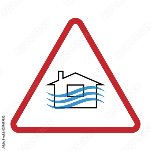 Icono de peligro por inundaciones. Fenómenos climáticos adversos. Desastre natural