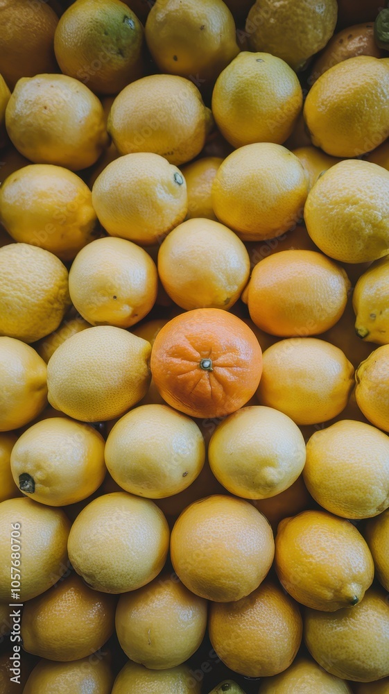 Close-Up of Mixed Lemons and Oranges with Bright, Juicy Colors