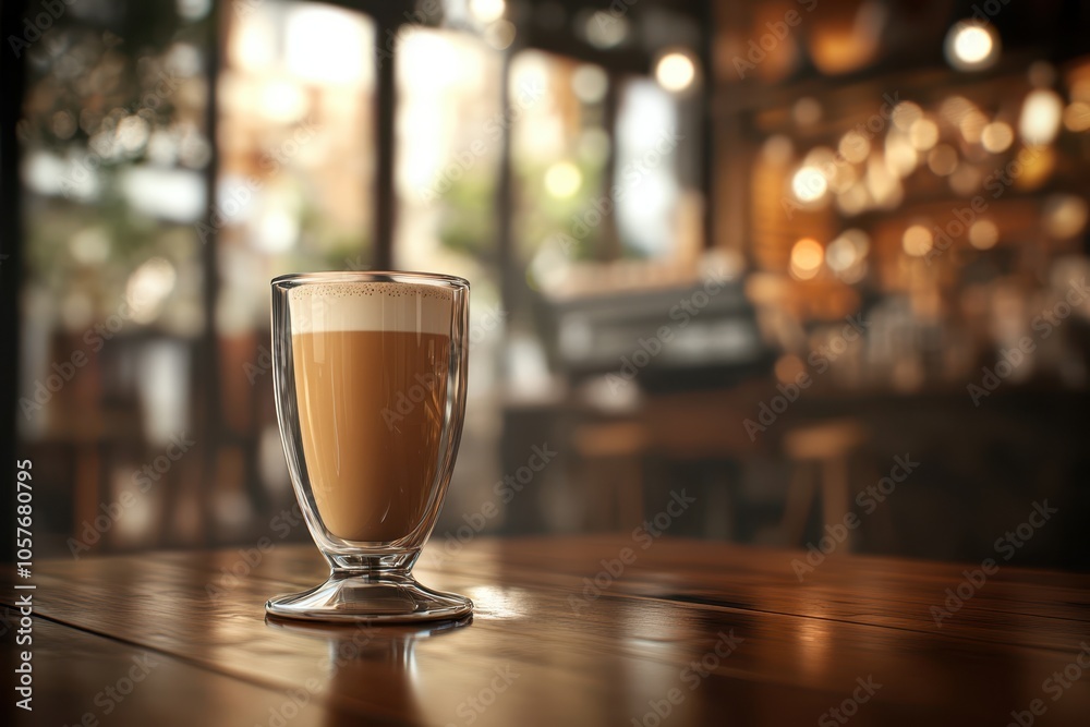 Warm cappuccino sits invitingly on a wooden table in a cozy coffee shop, creating a relaxing atmosphere Warm cappuccino sits invitingly on a wooden table in a cozy coffee shop, creating a relaxing atmosphere