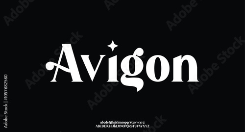 Elegant and modern serif alphabet font uppercase and number fonts. Victorian typeface
