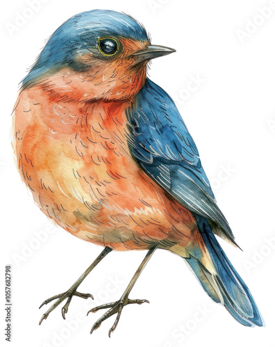 PNG A wild bird illustration watercolor bluebird. photo