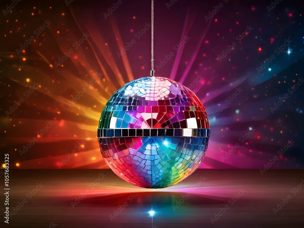 Obraz premium disco ball with lights. music, club, nightclub, reflection,Ai generated