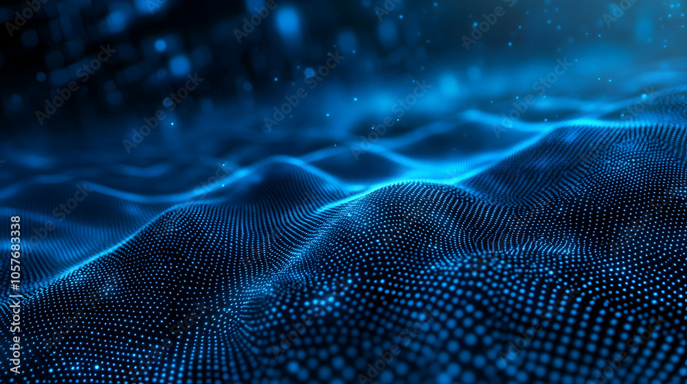 Abstract blue digital wave background.