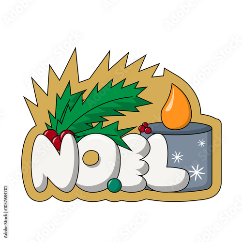 Christmas bubble Lettering of the phrase Noel in color