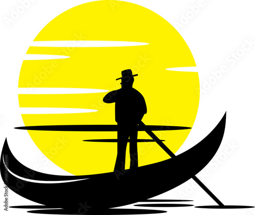 Gondolier SVG, Gondola SVG, Gondola Clipart, Gondola Files For Cricut, Gondola Cut Files For Silhouette, Gondola PNG, Gondola Boat Vector	