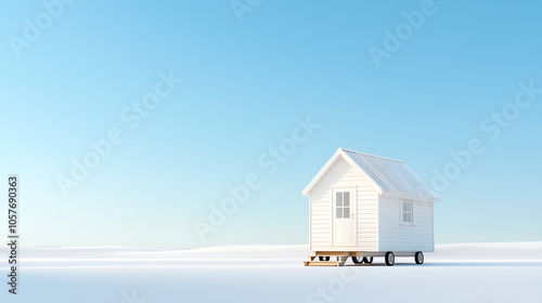 Tiny house with seethrough walls, light and airy feel, 3D illustration photo