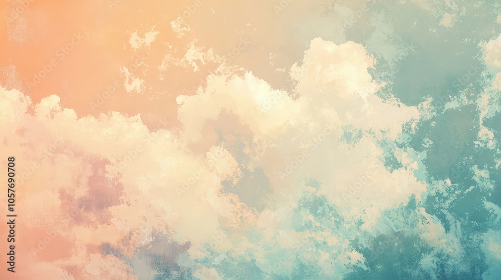 Fototapeta premium Vintage Acrylic Art with Muted Tones and Soft Clouds