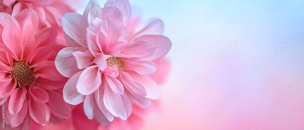 Obraz premium Soft focus shot of delicate cosmos flowers in a pastel toned botanical scene capturing the natural beauty and tranquility of the floral landscape