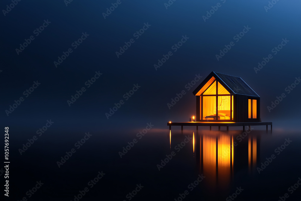 Tiny hexagonal house, futuristic design, bold architecture, 3D illustration