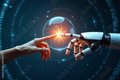 Human and Robot Hand Touching - The Symbolic Connection of AI and Humanity in the Digital Era