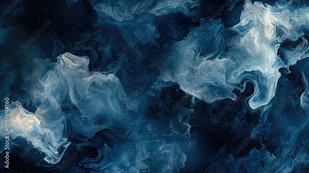 Abstract Navy Blue Smoke Patterns in 2D Design Abstract Navy Blue Smoke Patterns in 2D Design
