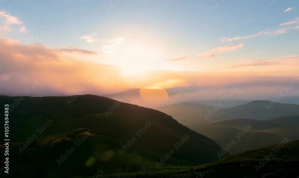 stunning time-lapse of sunrise over rolling hills stunning time-lapse of sunrise over rolling hills