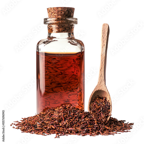 Spiced liquid in a glass bottle.
