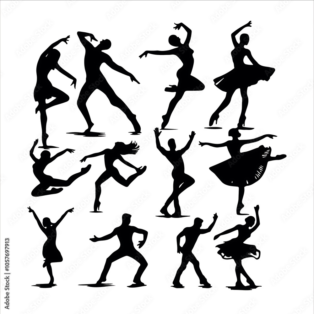 silhouettes of dancing people silhouettes of dancing people