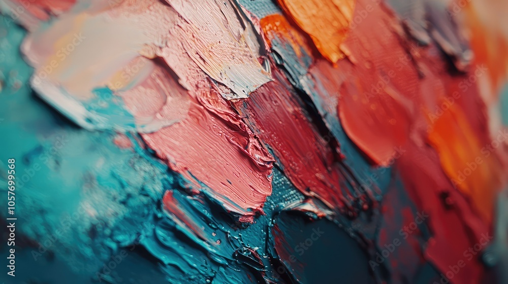 Naklejka premium Thick Layers of Acrylic Paint on Palette Close-Up