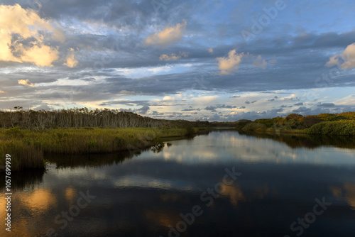 sunset at nature reserve Tallow Creek, Byron Bay, New South Wales, Australia