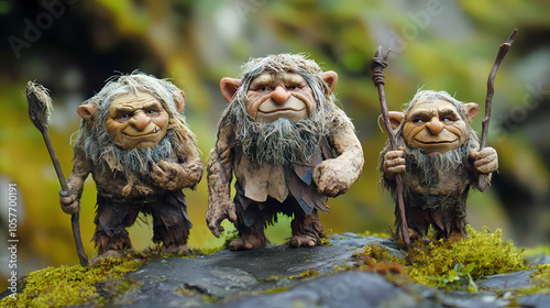 Trolls. traditional norwegian folklore toy figures representing norge. Mountain Troll. Illustration photo