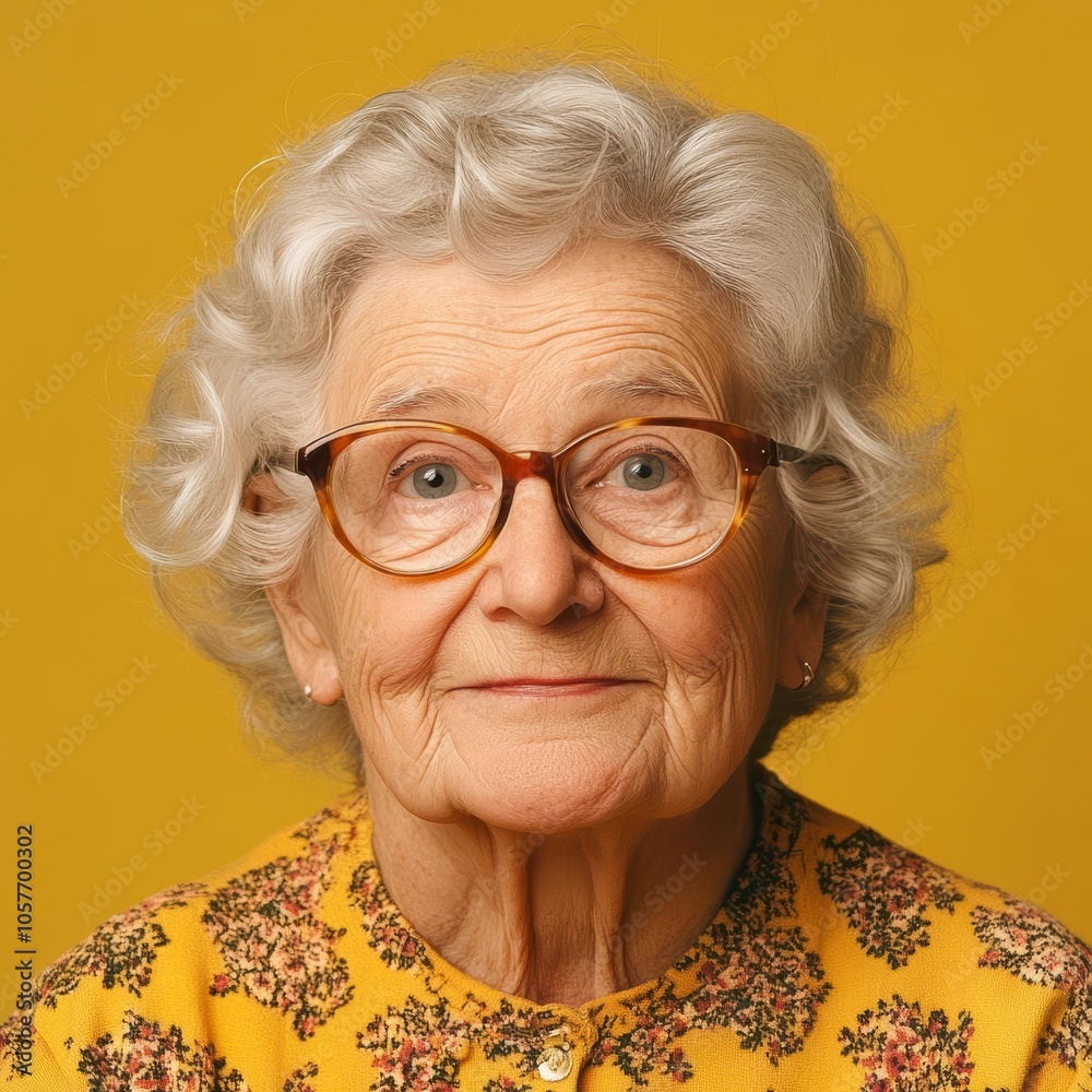 A senior woman with short curly gray hair smiles at the camera A senior woman with short curly gray hair smiles at the camera