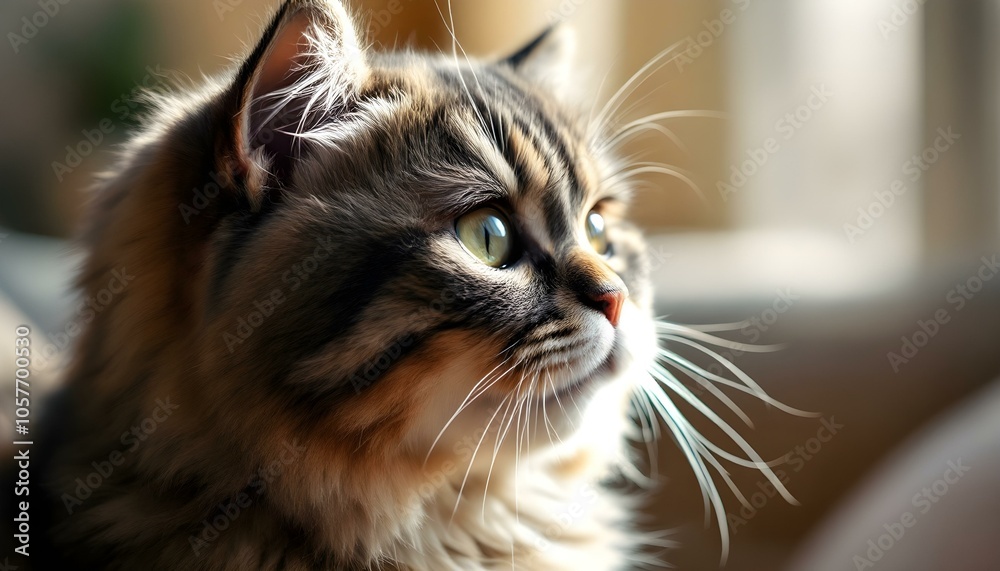 Close-Up Side Profile of a Sweet Scottish Fold Cat with Sunlit Fur and Whiskers Close-Up Side Profile of a Sweet Scottish Fold Cat with Sunlit Fur and Whiskers