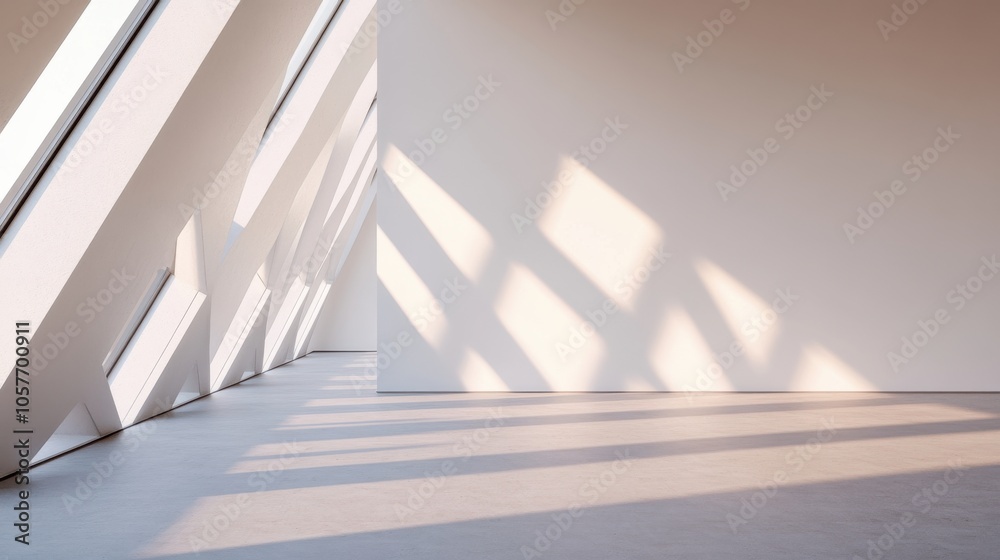 Obraz premium Futuristic Building with Geometric Overlapping Shapes