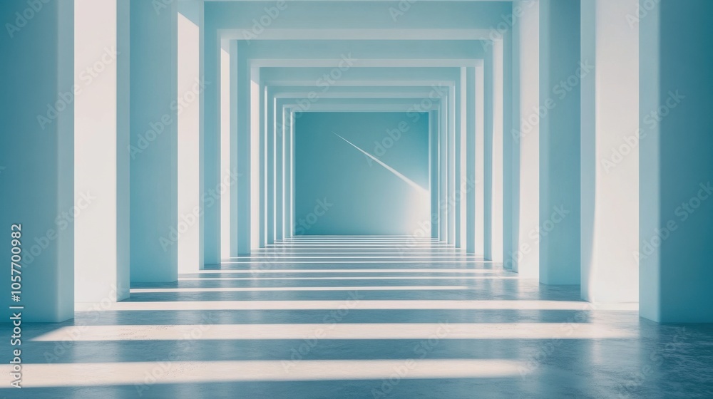 Fototapeta premium Futuristic Building with Geometric Overlapping Design